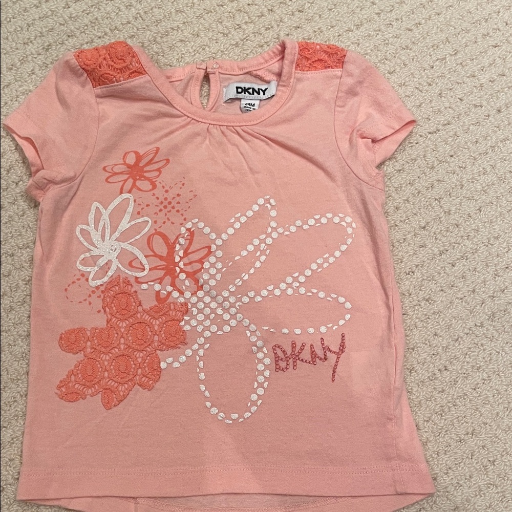 DKNY Kids Coral Floral Tee